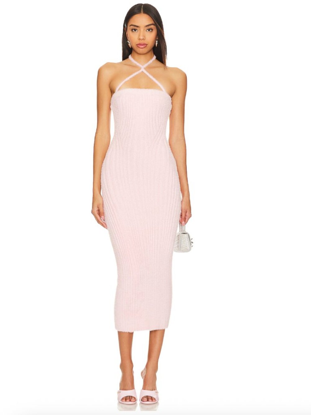 Lovers and Friends Fuzzy Knit Halter Dress